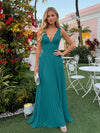Chiffon V Neck Lace Appliques A Line Formal Dresses