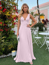 Chiffon V Neck Lace Appliques A Line Formal Dresses