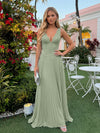 Chiffon V Neck Lace Appliques A Line Formal Dresses
