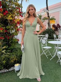 Chiffon V Neck Lace Appliques A Line Formal Dresses
