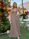 Chiffon V Neck Lace Appliques A Line Formal Dresses