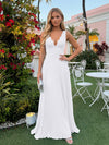 Chiffon V Neck Lace Appliques A Line Formal Dresses