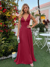 Chiffon V Neck Lace Appliques A Line Formal Dresses