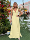 Chiffon V Neck Lace Appliques A Line Formal Dresses