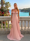 Chiffon Off the Shoulder Lace Appliques A Line Formal Dresses