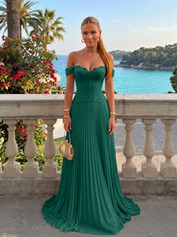 Chiffon Off the Shoulder Lace Appliques A Line Formal Dresses