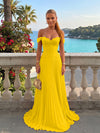 Chiffon Off the Shoulder Lace Appliques A Line Formal Dresses