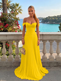 Chiffon Off the Shoulder Lace Appliques A Line Formal Dresses