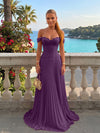 Chiffon Off the Shoulder Lace Appliques A Line Formal Dresses