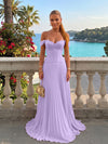Chiffon Off the Shoulder Lace Appliques A Line Formal Dresses