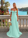 Chiffon Off the Shoulder Lace Appliques A Line Formal Dresses