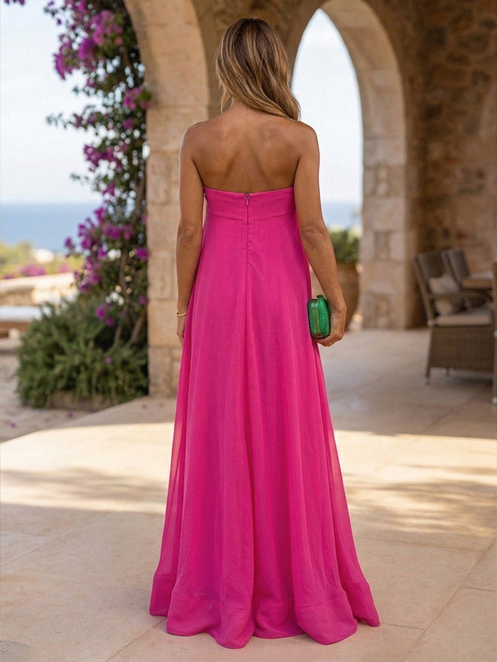 Chiffon A-Line Strapless Ruffles Formal Dresses