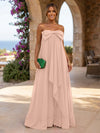 Chiffon A-Line Strapless Ruffles Formal Dresses