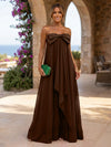 Chiffon A-Line Strapless Ruffles Formal Dresses