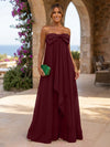 Chiffon A-Line Strapless Ruffles Formal Dresses