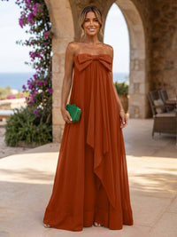 Chiffon A-Line Strapless Ruffles Formal Dresses
