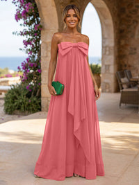 Chiffon A-Line Strapless Ruffles Formal Dresses