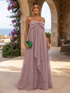 Chiffon A-Line Strapless Ruffles Formal Dresses