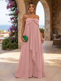 Chiffon A-Line Strapless Ruffles Formal Dresses
