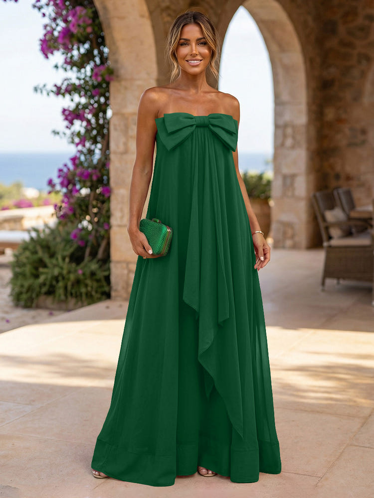 Chiffon A-Line Strapless Ruffles Formal Dresses