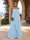 Chiffon A-Line Strapless Ruffles Formal Dresses