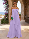 Chiffon A-Line Strapless Ruffles Formal Dresses