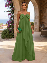 Chiffon A-Line Strapless Ruffles Formal Dresses