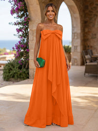 Chiffon A-Line Strapless Ruffles Formal Dresses