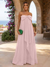 Chiffon A-Line Strapless Ruffles Formal Dresses