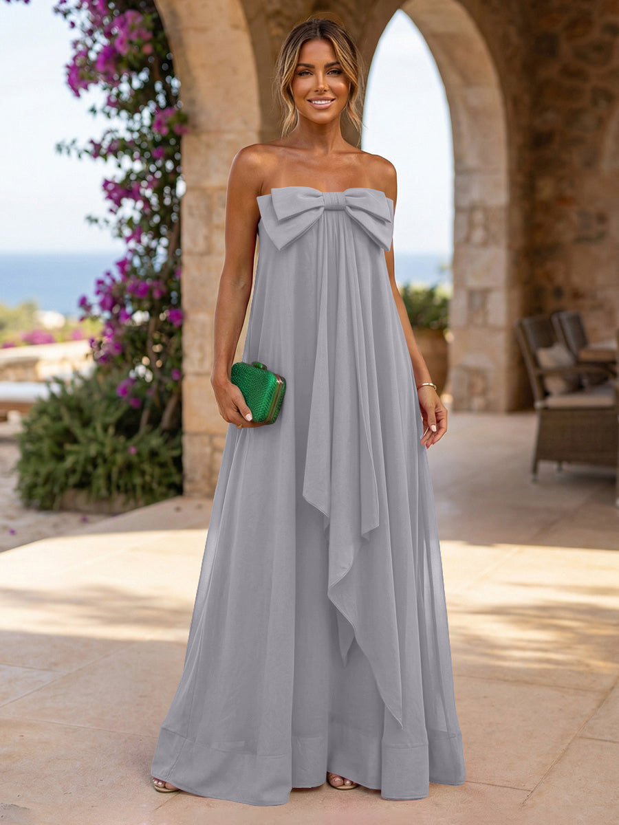 Chiffon A-Line Strapless Ruffles Formal Dresses