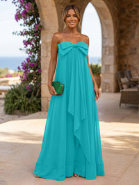 Chiffon A-Line Strapless Ruffles Formal Dresses