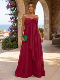 Chiffon A-Line Strapless Ruffles Formal Dresses