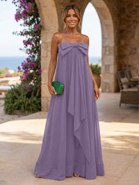 Chiffon A-Line Strapless Ruffles Formal Dresses