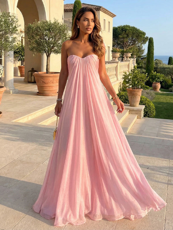 Chiffon A-Line Sweetheart Pleated Formal Dresses