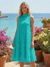 Tulle A-Line High Neck 3D Flowers Cocktail Tent/ Trapeze Dresses