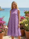 Tulle A-Line High Neck 3D Flowers Cocktail Tent/ Trapeze Dresses
