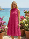 Tulle A-Line High Neck 3D Flowers Cocktail Tent/ Trapeze Dresses