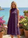 Tulle A-Line High Neck 3D Flowers Cocktail Tent/ Trapeze Dresses
