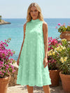 Tulle A-Line High Neck 3D Flowers Cocktail Tent/ Trapeze Dresses
