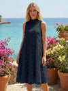 Tulle A-Line High Neck 3D Flowers Cocktail Tent/ Trapeze Dresses