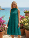 Tulle A-Line High Neck 3D Flowers Cocktail Tent/ Trapeze Dresses
