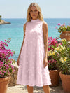 Tulle A-Line High Neck 3D Flowers Cocktail Tent/ Trapeze Dresses