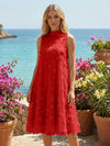 Tulle A-Line High Neck 3D Flowers Cocktail Tent/ Trapeze Dresses
