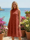 Tulle A-Line High Neck 3D Flowers Cocktail Tent/ Trapeze Dresses