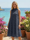 Tulle A-Line High Neck 3D Flowers Cocktail Tent/ Trapeze Dresses
