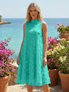 Tulle A-Line High Neck 3D Flowers Cocktail Tent/ Trapeze Dresses