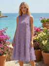 Tulle A-Line High Neck 3D Flowers Cocktail Tent/ Trapeze Dresses