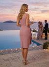 One Shoulder Satin Formal Dresses with Ruffles