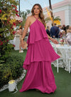 Chiffon A-Line Halter Tiered Formal Dresses