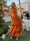 A-Line Chiffon Spaghetti Straps Tiered Formal Dresses